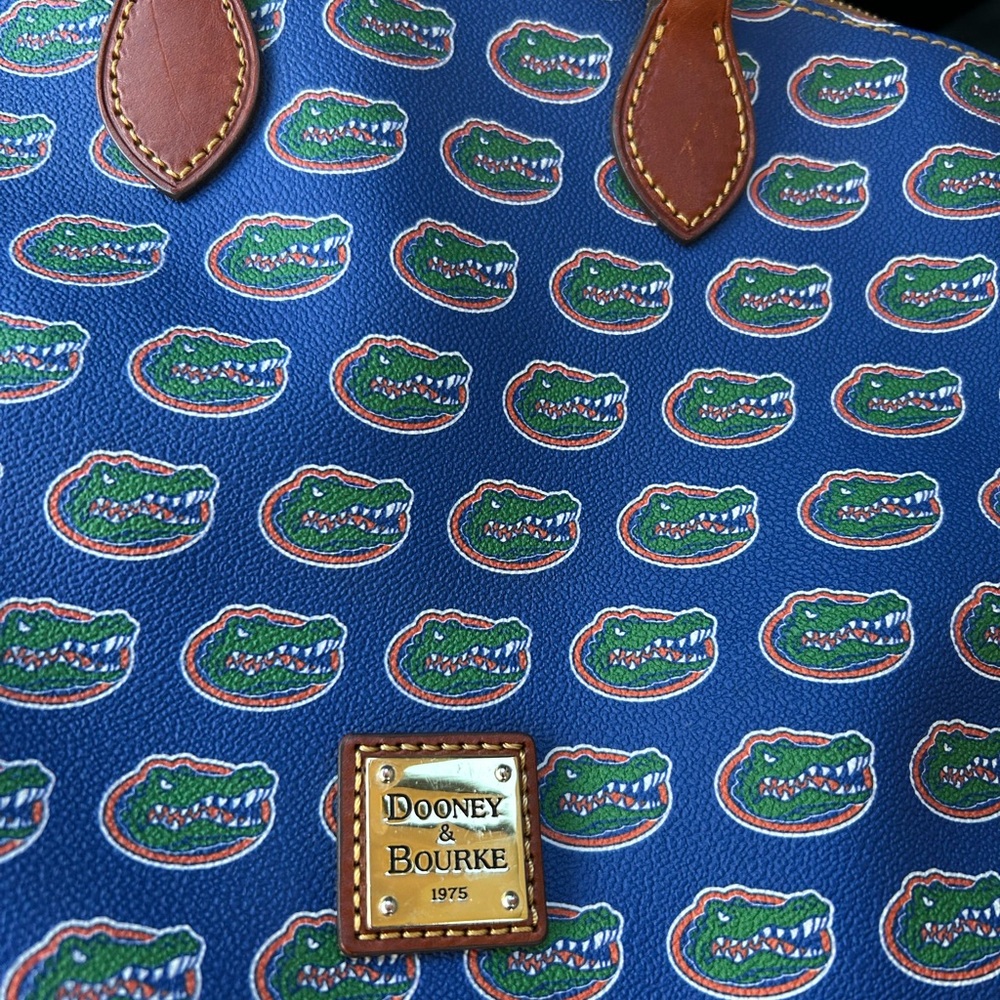 Dooney & Bourke Blue Florida Gators Logo Satchel with Brown Trim - Picture 2 of 6